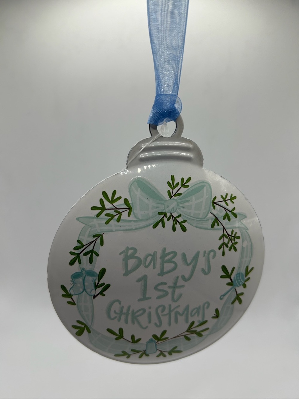 NWT Baby's 1st Christmas Metal Ornament - Blue and Green